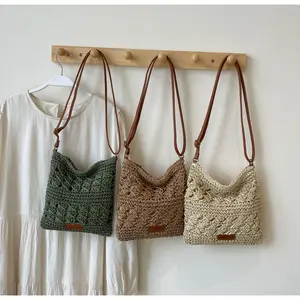 Women's Straw Shoulder Bag Crochet Woven Crossbody Bag Casual Beach Vacation Tote Bags-Hand-Woven Vacation Beach Clutch Purse