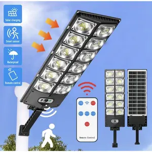 Powerful Solar Street Light - Street & Area Lighting Flood Light with Wide Angle Motion Sensor, Ultra-Bright , and Energy-Efficient Technology for Commercial Yard and Parking Lot Illumination