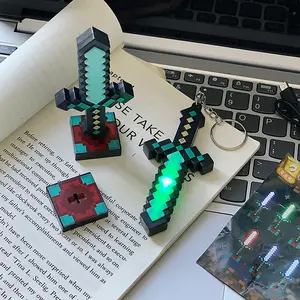 Diamond Glow Sword Keychain Model Mini Toy Weapon Pendant