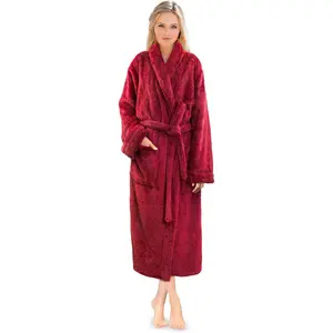 Premium Womens Plush Soft Robe Fluffy, Warm, Fleece Sherpa Shaggy Bathrobe