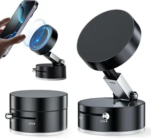 Foldable Portable Vacuum Magnetic Phone Holder Stand – Foldable & Retractable Mount with Strong Magnetic Suction, Portable Phone Stand for Car, Mirror, Gym & Multi-Scene Use | Bubble-Free, Spotless Screen Design