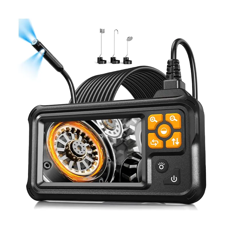 summerwins 16.5FT Dual Lens Industrial Endoscope Borescope Diagnostic Tool, 8.0mm Semi-rigid Cable, 8 LED Lights, IP67 Waterproof Snake Camera, 1080P HD Digital, 4.3" LCD Screen, for Car & Sewer Inspection,summerwins