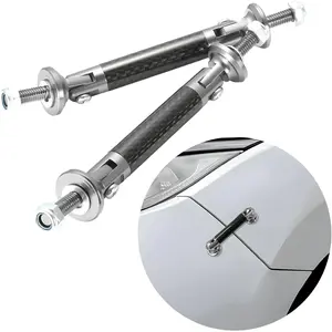 KVAEY 45mm Car Bumper Protector Splitter Strut Rod, Adjustable Front Rear Bumper Lip Strut Brace Rod, Carbon Fiber Universal Bumper Support Bars Fasteners Lever, Car Accessories (Silver)