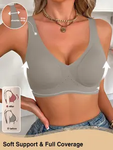 Women's Seamless Sport Bra, Wireless Full Coverage Lingerie, Max Support Buckleless Design, Comfortable & Durable, All-Season Wear