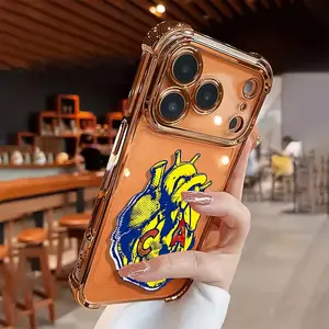 Liga MX Print TPU Smartphone Casing - Gold Electroplated, Transparent, Airbag Shockproof Accessory for iPhone 17/16/15/14/13/12/11 Pro Max, Soft Multi-Model Fashionable Handheld Device Accessory