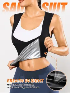 Women's New Sport Sauna Suit, Sweat Vest with PU Coating, Mesh Patchwork Design, Side Breathable, Ideal for Running, Fitness & Yoga, Fitness Training Wear, Gym Workout Tops, Compression Tops