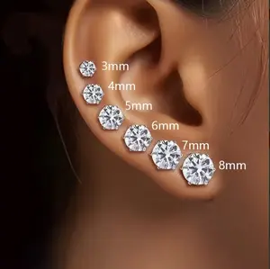 Stainless Steel Cubic Zirconia Mini Stud Earrings Set for Women Men 18K Gold-Plated Cartilage Piercing Jewelry 6-Piece Pack Gift Boxed