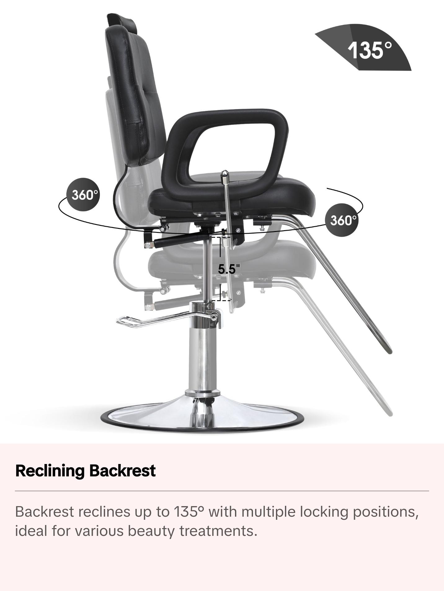 BarberPub All Purpose Hydraulic Barber Chair Salon Beauty Spa Chair Shampoo Recliner 2059