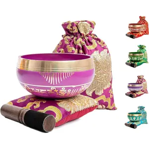 Tibetan Singing Bowl Set - Easy To Play for Beginners - Authentic Handcrafted Mindfulness Meditation Holistic Sound 7 Chakra   by  (Orchid)