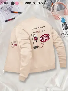 Funny Graphic Pattern Prints Zip-Up Fitted Jacket - Unique Casual Coat Outerwear, Affordable Jacket for Budget-Conscious Shoppers, Stylish Low-Price Jacket