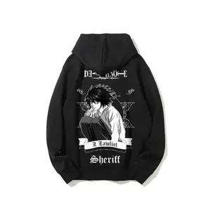 Death Note L Lawliet Anime Hoodie Pullover 100% Cotton Unisex Casual Streetwear Eco-friendly Hot Stamping Print Couple Gift