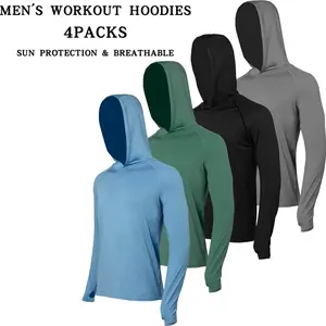 Men's 4pcs Set Of Quick-drying And Energetic Hoodies - Sporty Sweatshirts, Hooded, Solid Color, Suitable for Casual Wear, Running, Training, Hiking - Regular Fit, Knitted Fabric, tiktok shop Suitable for All Seasons