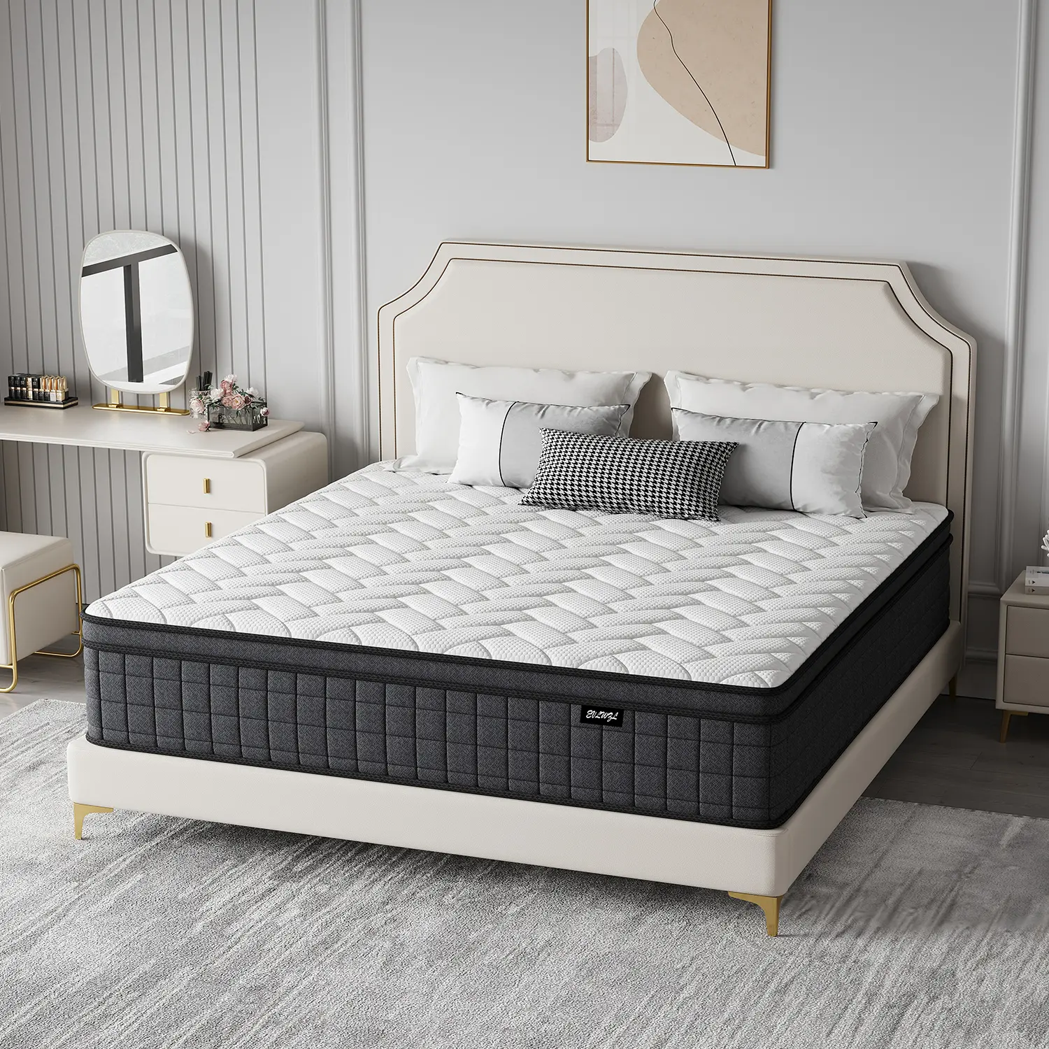 8/10/12/14 Inch Twin, Full, Queen, King Mattress Memory Foam And Spring, Hybrid MattressMedium Firmness, Lumbar Support, For Home Rooms Hotels, Boxed Halloween ChristmasGift Furniture queen size mattress, Hybrid Mattress Mattresses