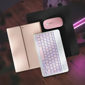 Wireless Keyboard & Mouse & Tablet Case & Mouse Pad Set, Rechargeable Tablet Keyboard Protective Cover with Backlight Keyboard, Tablet Accessories for iPad 5/6/7/8/9/th, iPad Pro11, iPad Air11