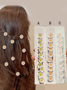 10pcs Sweet Flower Hair Clips, Super Cute Clips, Barrettes, Mini Sunflower Hair Accessories, Cute Bowknot Hairpins for Braids, Stylish Headwear for Women and Girls, Hair Decor