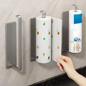 Wall Mounted Paper Towel Holder, Tissue Holder, 1 Count Household Non-perforated Roll Paper Rack, Multifunctional Durable Paper Storage Organizer for Kitchen & Bathroom