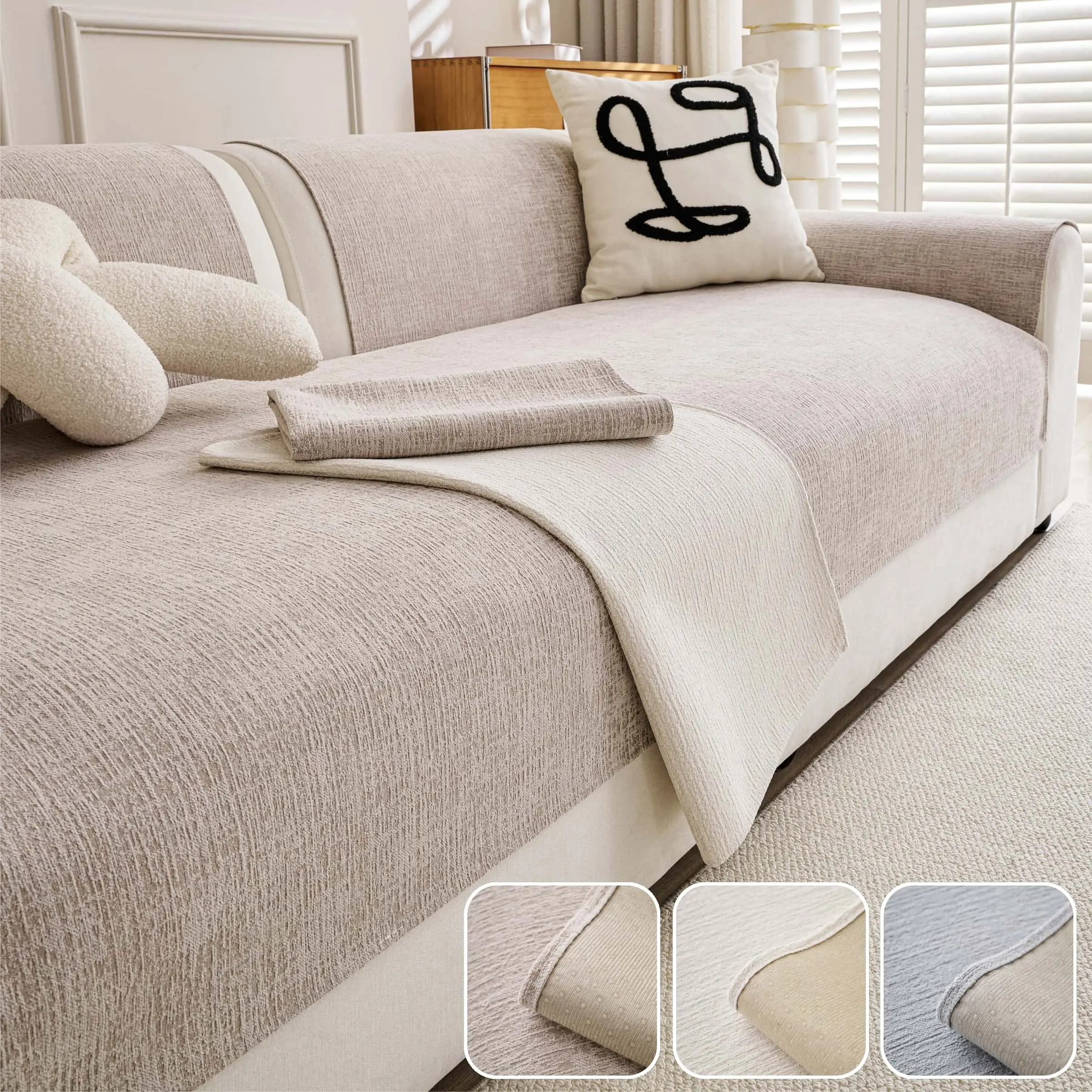 Pet-Friendly Sofa Cover, Couch Protector, Non-Slip Furniture Seat Pad, Machine Washable Fabric, Multi-Color Available for Sectional, Loveseat & 2/3/4 Seater Sofa, Dustproof Sofa Cover, Couch Slipcover, Couch Covers, Sofa Furniture Slipcovers