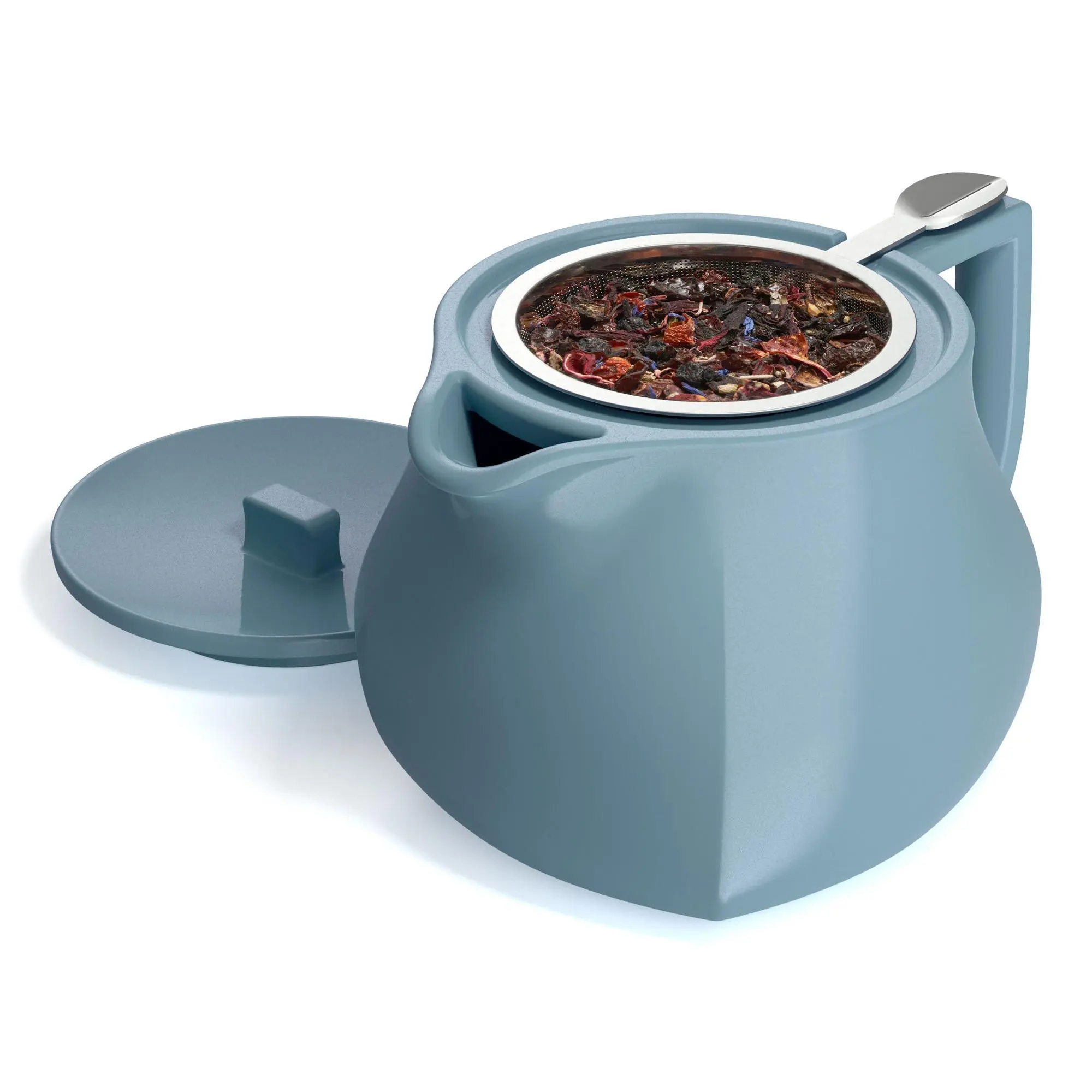 Tea Forte Stone Blue Fiore Teapot with Infuser Tea Forte Stone Blue Fiore Teapot with Infuser