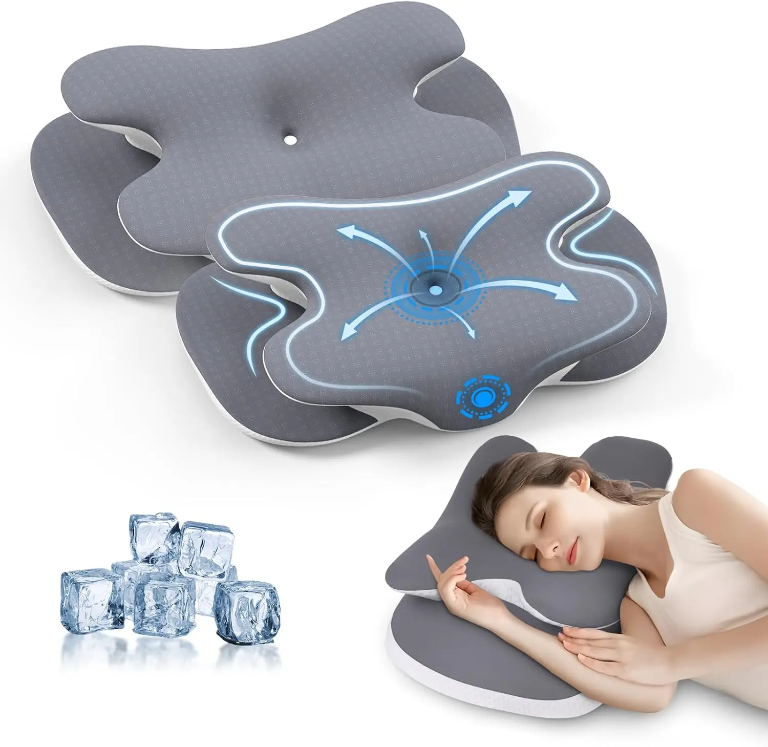 Benazcap 2Pack Memory Foam Pillow with with Breathable Silk Cover Ergonomic Design for Neck Shoulder Pain Relief Back/Side/Stomach Sleeper Pillows for Sleeping, Ideal Gift