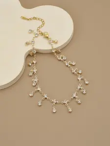 Women's Rhinestone Anklet, Elegant Crystal Fringe Ankle Chain, Sparkling Diamond Pendant Foot Fashion Jewelry, Ankle Bracelets, Anklets Jewelry
