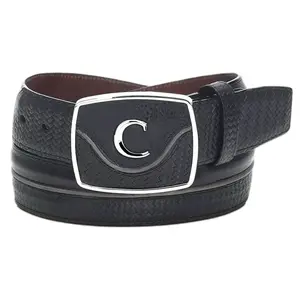Men's Cuadra Petatillo Belt with Elegant Silver Buckle and Premium Leather Construction for Stylish Wear