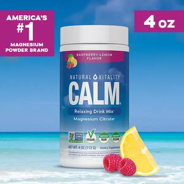 CALM 4 oz Relaxing Drink Mix - Raspberry Lemon Flavor - Magnesium Citrate Supplement -  4 oz (113 g) - 28 servings