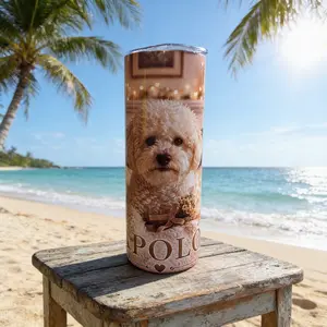 20oz Custom Pet Tumbler | Dog Photo Water Bottle Stainless Steel | Insulated Hot & Cold