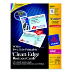 Avery 3.5 x 2 in. Card Stock 2-Sided Printable Business Card For Laser Print, White, Box - 1000