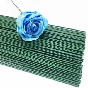 50 Pieces 2 Gauge Green Floral Stems Wire 2 mm Diameter 16 inch/40 cm Artificial Flower Stems Rods for Paper Flower Arrangements Bouquet Florist Stub Wire Crafts DIY Wreath Making Supplies