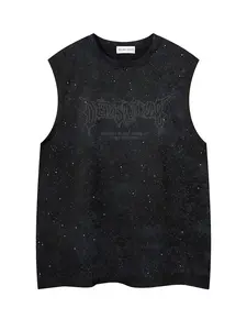 Men's Summer Design Full Star Letters Sleeveless Muscle T-Shirt, Trendy Casual Sports Vest, Versatile Relaxed Fit Tank Top