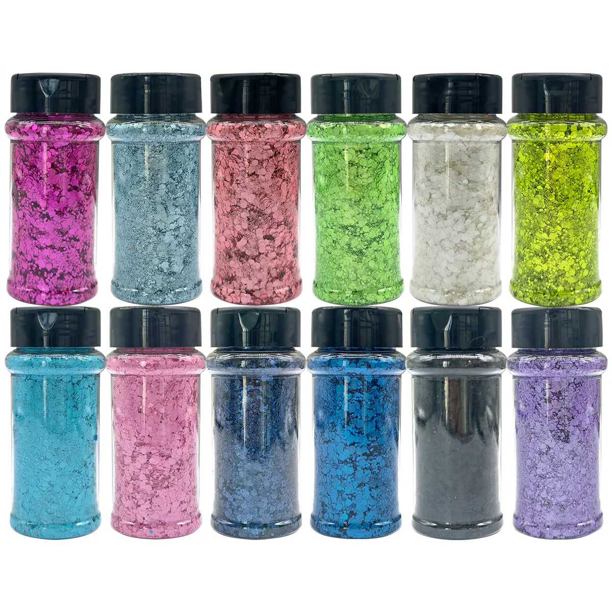 Kingch glitter Holographic coarse glitter powder, 12 piece set, holographic block glitter crafts, tree crafts sequins, hair, face, body makeup, nails, DIY crafts, party Christmas decorations, Christmas holiday gifts