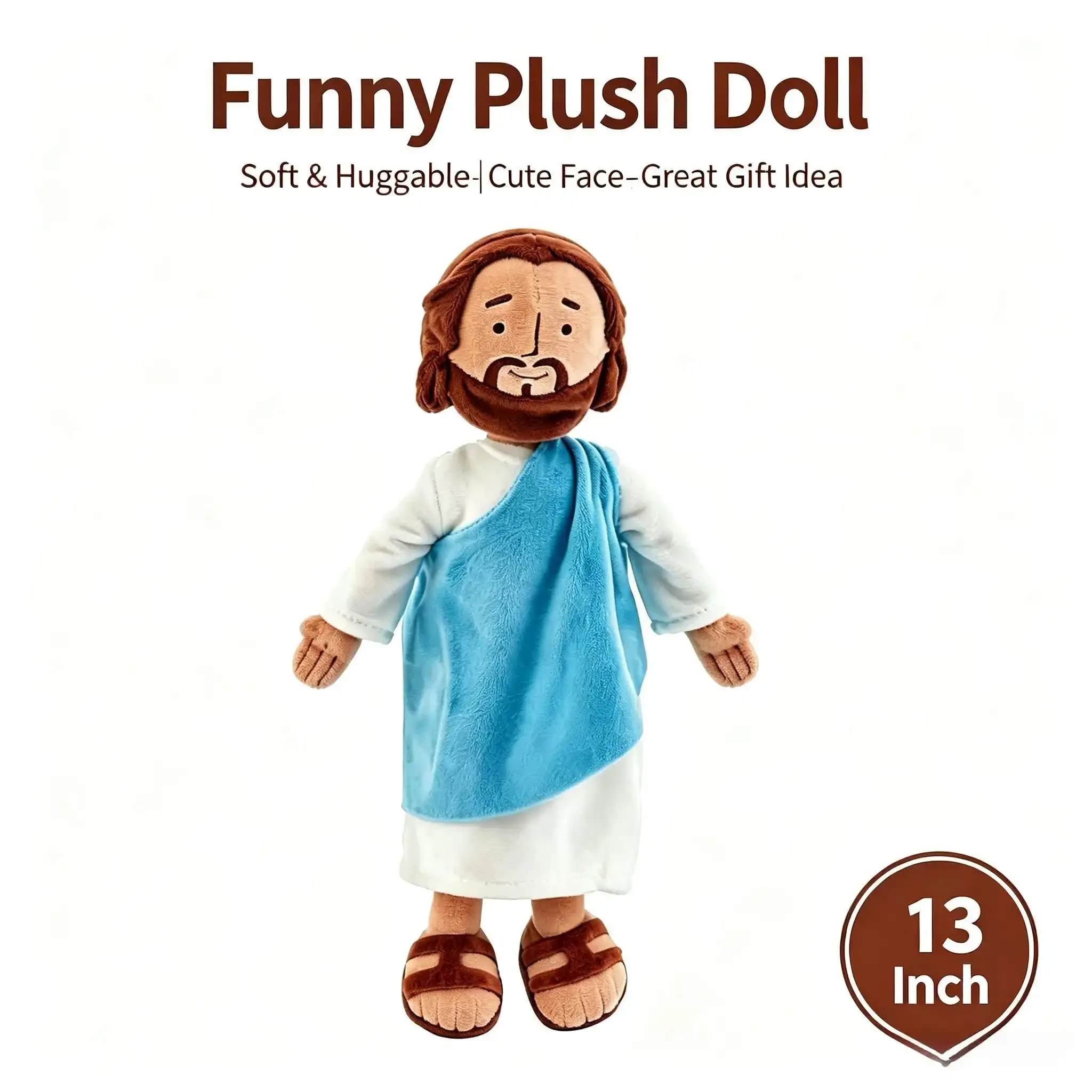 13-Inch Soft Jesus Plush Doll, Religious Stuffed Toy for Home Decor & Christian Baptism Easter Gifts, Kids’ Bible Story Bedtime Buddy, Religious Home Supply