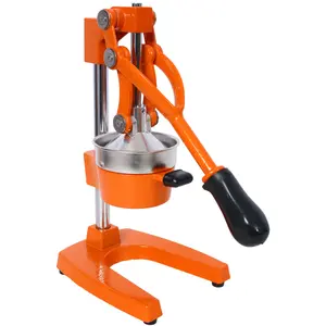 Bowl Cast Iron Citrus Juicer , Extra-Large Commercial Grade Manual Hand Press , Heavy Duty Countertop Squeezer for Fresh Orange Juice ,orange color Fruit Kitchen Sturdy Utensils