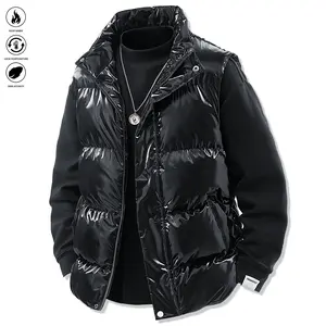 Men's warm windproof sleeveless jacket with zipper and pockets, perfect for winter coats and an excellent choice for layering in autumn. Windproof outdoor vest. Black Athletic Menswear Activewear