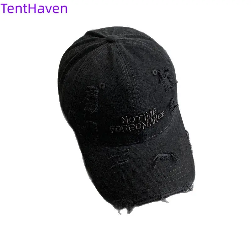 Unisex Youth 2026-Hole Old Beige Letter Print Cap Hat - Wide Brim Duck Tongue Design, Korean Style, Adjustable, Big Head Circumference Fit, Small Face Friendly, Athleisure Sports & Outdoor Hats for Outdoor Wear, Duck Tongue Hat