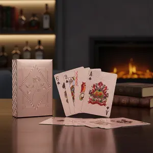 Champagne Rose Pink Waterproof Playing Cards with Diamond Design, Luxurious, Durable and Flexible Playing Cards, Suitable for Gaming Nights and Gifts