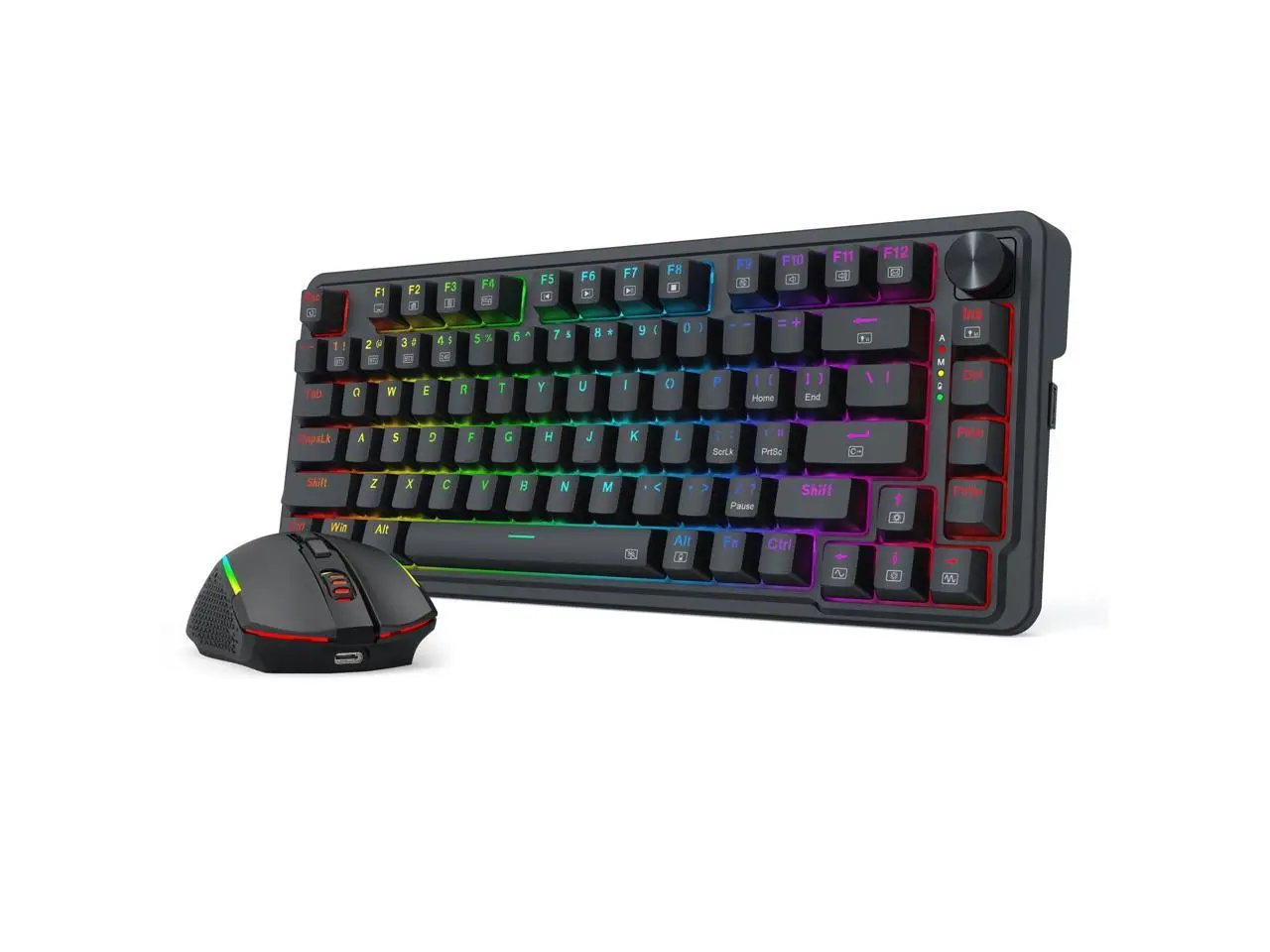 Redragon S168 3-Mode Wilreess Gaming Keyboard & Mouse Combo, 81 Keys K673 PRO RGB Gasket Keyboard and 8000 DPI M693 Gaming Mouse Bundle, Convenient Shared Dongle