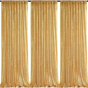 Curtain 4 Pcs 2ftx8ft Wedding Ceremony Background Backdrop Glitter Shimmer Fabric Gold Backdrop Drapes