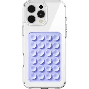 Suction Phone Case Mount, Silicon Sticky Grip, Adhesive Accessory for Smartphones, Hands-Free Mirror Shower Holder for Selfies,  Videos (Lavender)