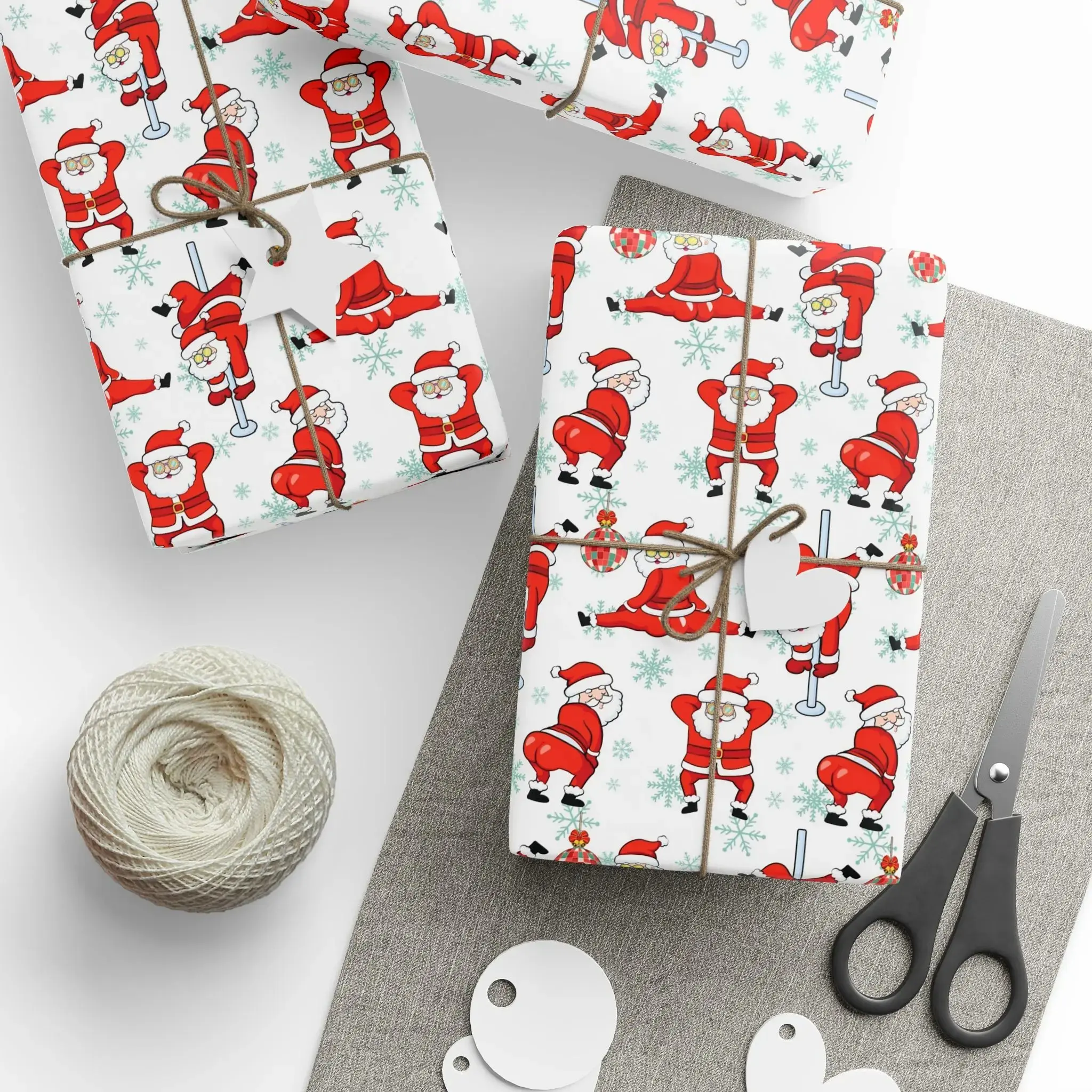 Funny Santa Dancing Pole Wrapping Paper, Funny Christmas Wrapping Paper, Dancing Santa Christmas Gift Wrap, Gift Wrap for Christmas