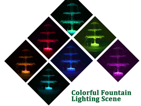 AISITIN 6.5W Solar Bird Bath Fountain with 3 Tiered Bird Bath Upgraded 2026, DIY Detachable Solar Water Fountain Pump with Fixed Equipment, 7 LED Lights for Garden Decoration, Outdoor Bird Feeder and Waterfall