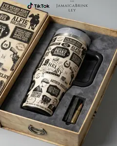 Peaky Blinders Tumbler 40oz With Handle, Birmingham Gang Fan Cup, TV Show Merch, Movie Lover Gift