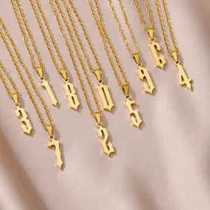 Stainless Steel Gold-Tone Angel Number Necklace for Women & Men, 0-9 Lucky Number Chain Jewelry Necklaces, Fashion Costume Accessories