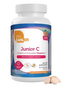Zahler Junior C Advanced Chewable Vitamin C for Kids - 250mg Immune Support Tablets in Delicious Orange Flavor - Kosher & Non-GMO - 90 Count
