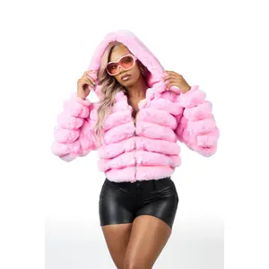 Vinetria Pink Fur Jacket With Hood