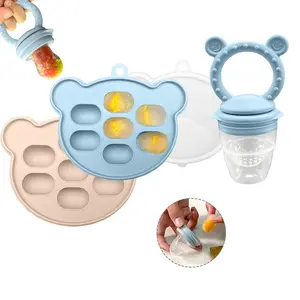 Cartoon Bear Design Pacifier Feeder & Food Freezer Tray, 1 Set Baby Feeding Fruit & Vegetable Feeder, Baby Soothing Teether, Newborn Teether, Infant Food Feeder, Babies Food Feeder, Kids Food Feeder
