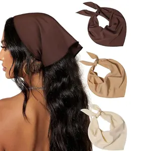 3-piece suit Flower Solid color Hair Bandanas Headbands Chiffon Head Kerchief for Women Girls Bohemian Hair Scarf Floral Lace Edge Headband Bandana