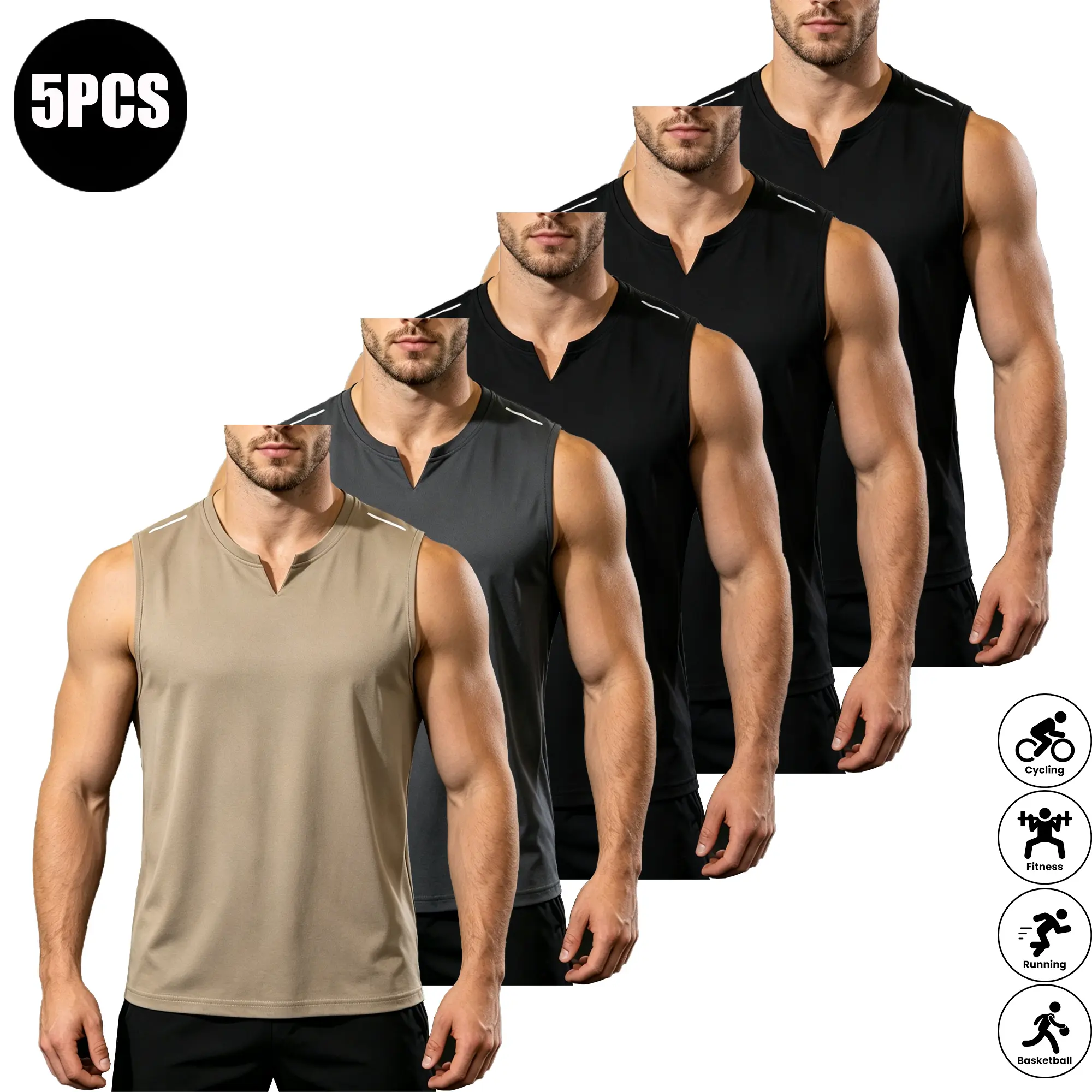 Black + Black + Black + Dark Gray + Khaki