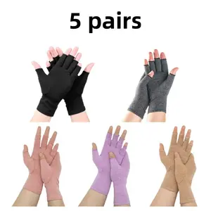 5 Pairs medium size Arthritis Compression Gloves Fingerless Compression Glove Pain Relief Glove for Arthritis Men Women Beauty & Personal Care Breathable Elasticity Cotton And Spandex