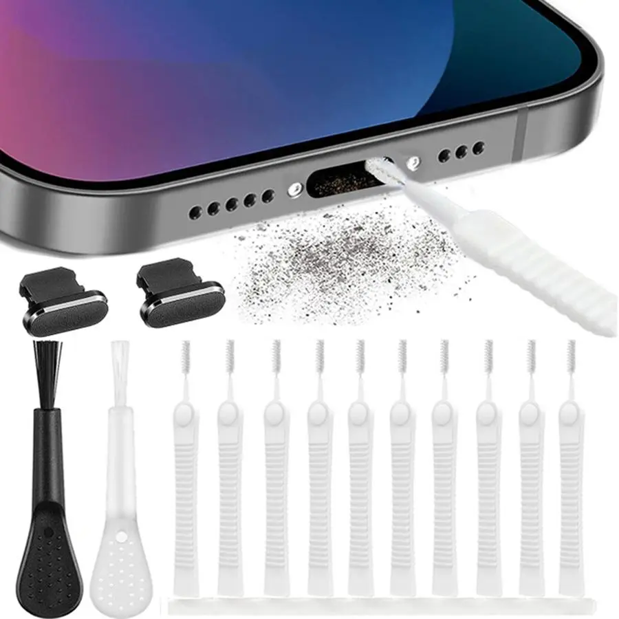 Mobile Phone Charging Port Cleaning & Protection Kit, Metal Dust Plug & Anti-fouling Mobile Phone Cleaning Kit, Universal Cleaning Tools for Computer, Laptop & Phones, Valentine's Day Gift, Device, Smartphone, Electronic Gadgets, Laptop Cleaner